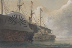 The Old Frigate Iris with Her Freight of Cable Alongside the Great Eastern at Sheerness