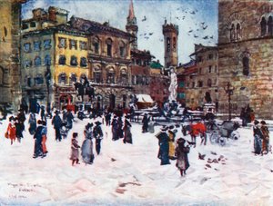 Piazza Della Signoria, with Palazzo Vecchio, the Towers of the Bargello, and Badia