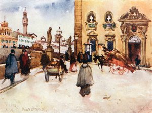The Frescobaldi Palace, with the Ponte Santa Trinita, and the Tower of the Palazzo Vecchio
