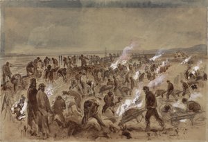 Workmen laying telegraph cable by Robert Dudley