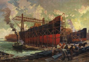 Shipbuilding in Ashbridges Bay, Toronto, 1918