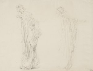 Study of Two Female Figures for Moods to Music Mural by Robert Frederick Blum