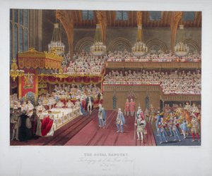 Coronation Banquet of King George IV, Westminster Hall, London by Robert Havell