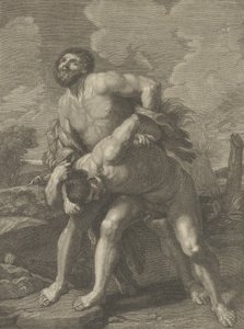 Hercules Wearing a Lion Skin and Fighting Achelous, a Landscape in the Background by Robert Hecquet