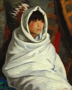 Indian Girl in White Blanket, 1917
