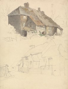 Sketches of Cottages: Two Studies on one Sheet by Robert Hills