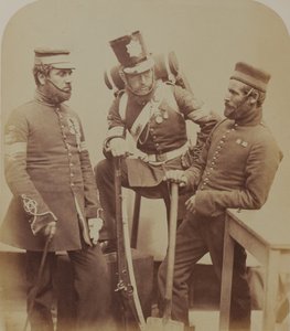 Colour-Sergeants J. Stanton, Kester Knight and W. Bruce, Royal Sappers and Miners, 1856 by Robert Howlett