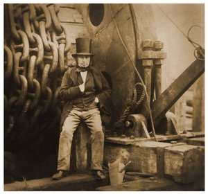 Isambard Kingdom Brunel by the launching chains of the SS Great Eastern