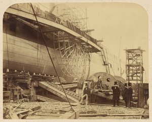 The Steamship "The Great Eastern" being built in the docks at Millwall by Robert Howlett