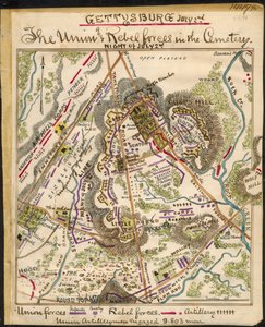 Gettysburg July 2nd The Union and Rebel Forces in the Cemetery by Robert Knox Sneden