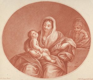 The Virgin seated with the infant Christ sleeping in her lap, Saint Elizabeth at right