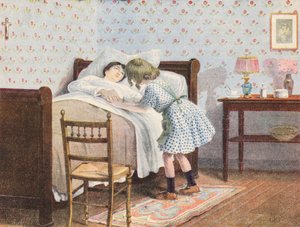 Young Girl Caring for Her Sick Mother