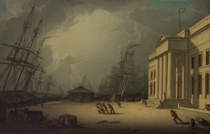 The Custom House at Greenock, Scotland by Robert Salmon
