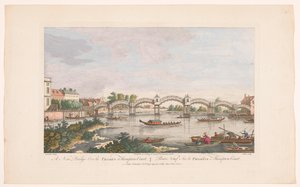 View of the Hampton Court Bridge over the River Thames between Hampton and East Molesey by Robert Sayer