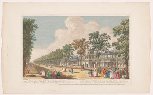 View of an Avenue in Vauxhall Gardens in London, Seen from the Entrance (A View of the Grand Walk &c. in Vauxhall Gardens, Taken from the Entrance) (Ranelagh Gardens and Vauxhall Gardens) by Robert Sayer
