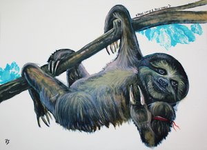 Happy Hanging Sloth by Robert Sigaard