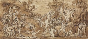Figure Study of a Bacchanalia Celebration in a Wooded Landscape by Robert Smirke