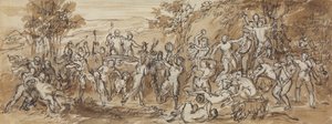 Figure Study of a Bacchanalia Celebration in a Wooded Landscape by Robert Smirke