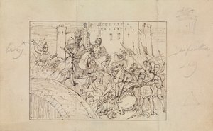 Study of Armored Knights in Battle with Horses