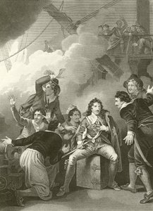 The Earl of Sandwich refusing to quit his vessel while on fire by Robert Smirke