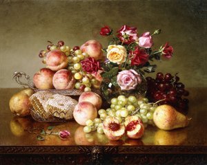 Fruit Still-life with Roses and Honeycomb