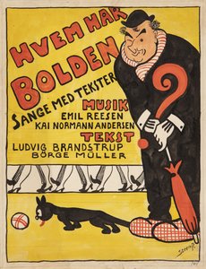 Title Page for Who Has the Ball. Caricature Portrait of Carl Alstrup