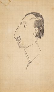 Caricature of Karl Isakson, Profile to the Left by Robert Storm Petersen