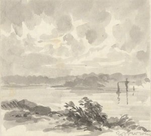 Landscape - View of a Lake and Hills by Robert Walter Weir
