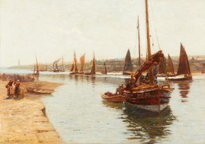 Arriving from the Herring Fishing, Montrose by Robert Weir Allan