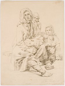 Dalarna Beggar Family, Woman with Three Children by Robert Wilhelm Ekman