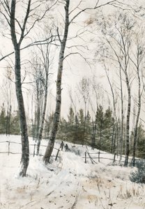 Two Figures in a Winter Woodland by Robert Winchester Fraser