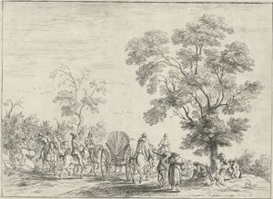 Covered Wagon Escorted by Riders