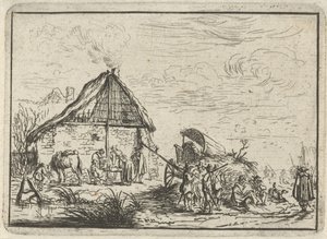 Soldiers by a Haystack (Landscapes with Camps Series) by Robert van den Hoecke