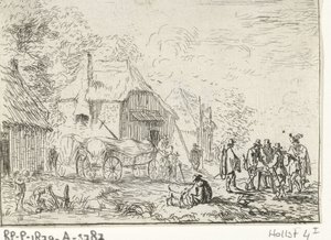 Soldiers by Two Carts by Robert van den Hoecke