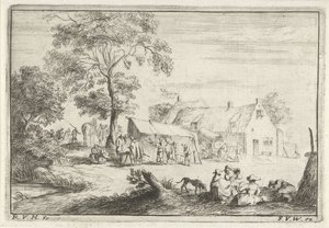 Tent in Front of a Farm (Various Camps Series) by Robert van den Hoecke