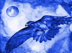Blue Hawk Moon Flight by RodMacIver