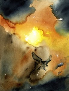 Eagle Soaring Sunset by RodMacIver