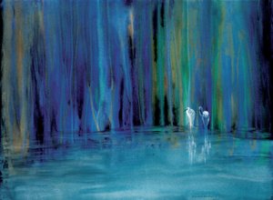 Egrets in Blue Forest