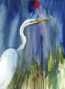 Graceful Egret in Blue Marsh