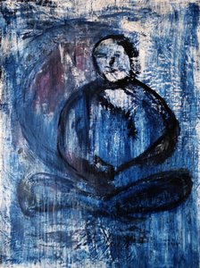 Meditating Blue Figure by RodMacIver