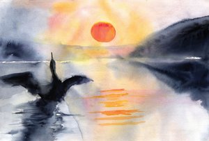 Serene Lake Bird by RodMacIver