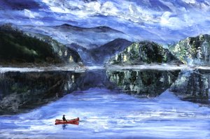 Serene Lake Canoe by RodMacIver