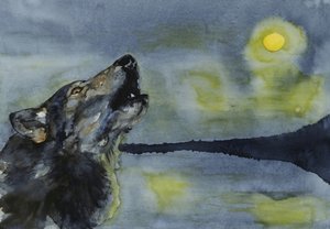 Wolf Howling at Moon