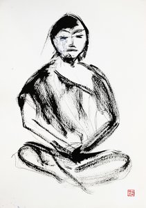 Zen Meditator Ink Drawing by RodMacIver