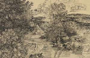 Bathers in a Brook by Rodolphe Bresdin