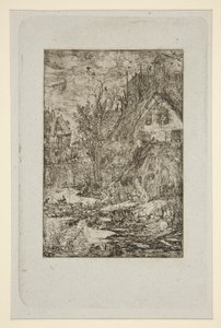 Village Entrance (Thatched Cottages) by Rodolphe Bresdin