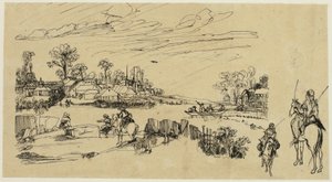 Horsemen and Fishermen by Rodolphe Bresdin