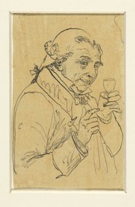 Old Gentleman in 18th Century Costume, Raising a Glass of Wine in His Left Hand by Rodolphe Bresdin
