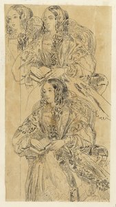 Study Sheet with Seated Lady by Rodolphe Bresdin