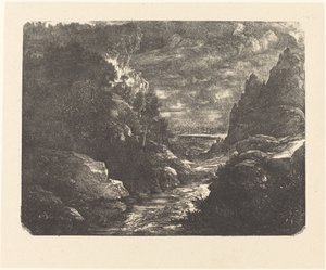 The Stream in the Gorge by Rodolphe Bresdin